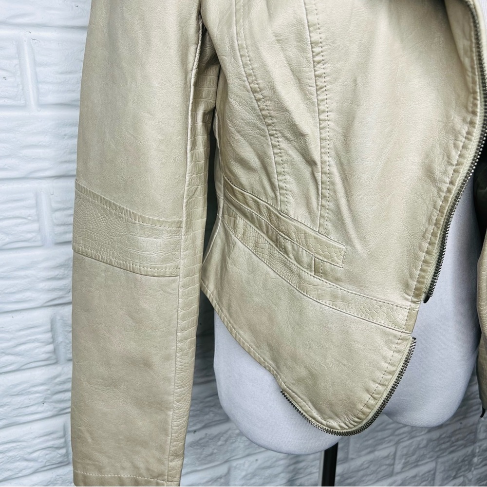 L’ATELIER Tan Vegan Faux Leather Moto Jacket Size M - Picture 8 of 11